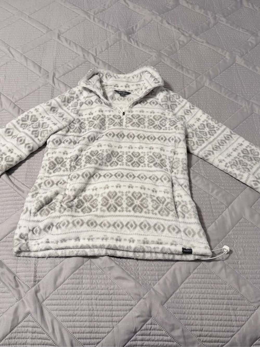 Eddie Bauer Nordic/Snowfall Print Quarter-Zip Fleece Pullover Small